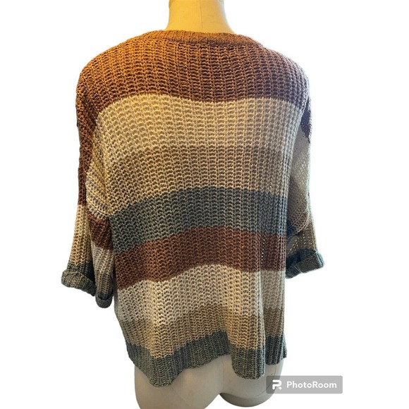 Altar'd State Womens Size S/M Sweater Striped Long Sleeve Pullover Oversized - Picture 8 of 9
